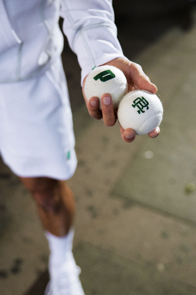 Reigning Champ vs Prince Tennis Collection Collaboration june 28 imagery graphite racquet unisex apparel balls green white towels release info date price purchase