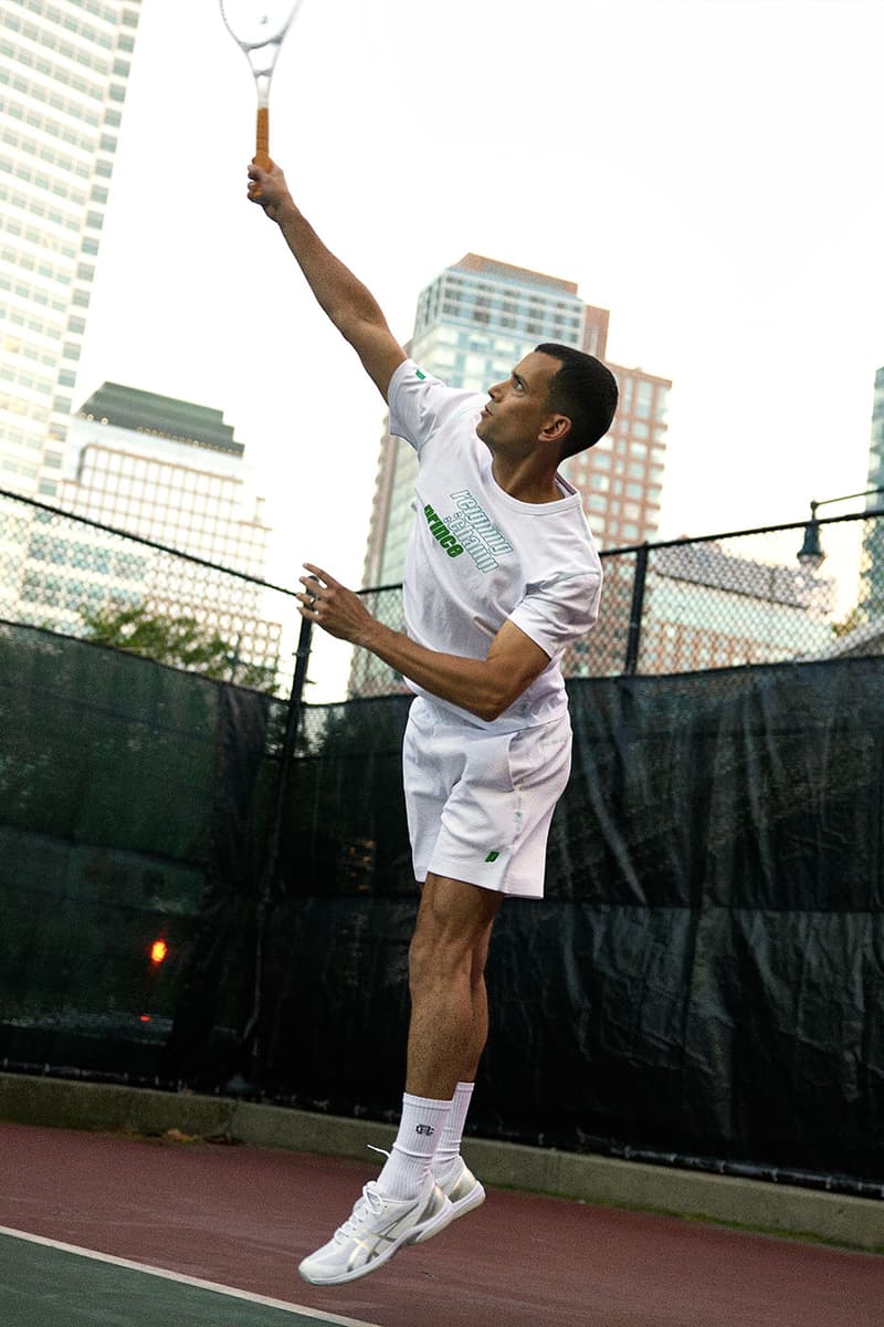 Reigning Champ vs Prince Tennis Collection Collaboration june 28 imagery graphite racquet unisex apparel balls green white towels release info date price purchase