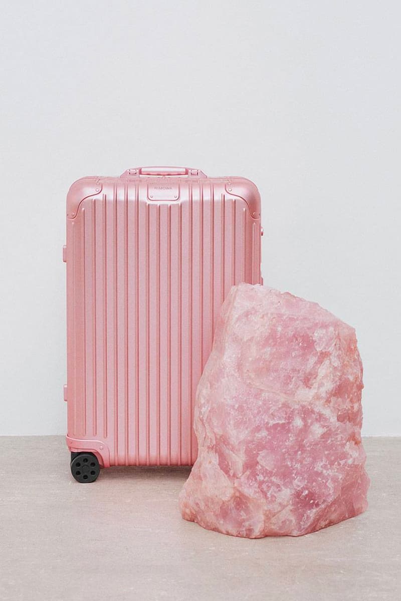 RIMOWA Expands It Travel Collection With a Rose Quartz-Inspired Capsule release info luxury suitcases aluminium 