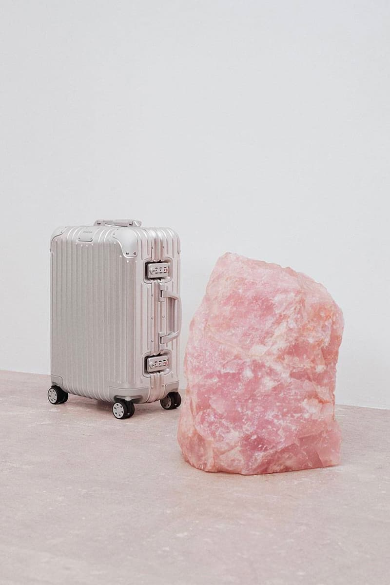 RIMOWA Expands It Travel Collection With a Rose Quartz-Inspired Capsule release info luxury suitcases aluminium 