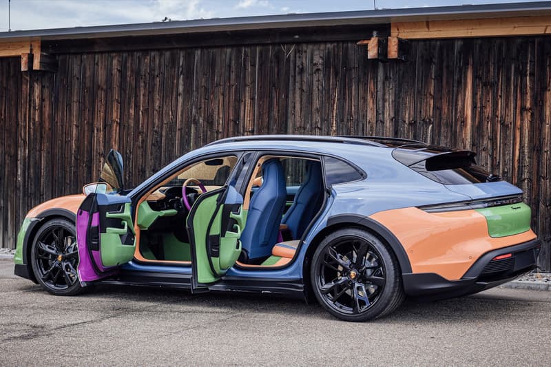 Sean Wotherspoon Joins Forces With Porsche to Design His Own Taycan 4 Cross Turismo electric vehicle nike south by southwest nash blue Sean Peach, Loretta Purple, and Ashley Green exclusive manufaktur Take an Inside Look at Sean Wotherspoon's Custom Porsche Taycan 4S Cross Turismo