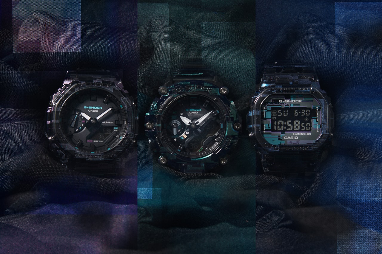 タフな時計を数多くラインナップするG-ショックから“デジタルグリッチ”コレクションがローンチ G-SHOCK Digital Glitch Series Range Timepieces Watches Lookbook DW-5600 GA-2200 Graphic Distorted Design GA-2100NN-1A GA-2200NN-1A DW-5600NN-1 