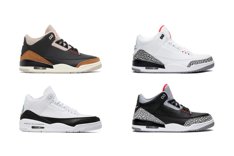 GOAT Air Jordan 3 Retro Models Desert Elephant Release Fragment Design x Air Jordan 3 Retro SP 'White' OG 'True Blue' 2016 Mocha' 2018 Sneakers Footwear Recap