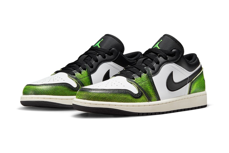 Wear-Away Uppers Arrive on This Air Jordan 1 Low "Black/Electric Green" Colorway