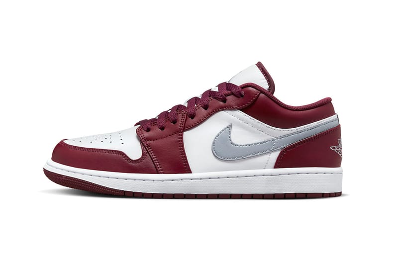 burgundy white black jordan 1