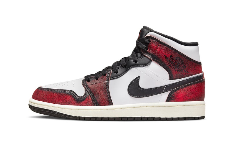 Air Jordan 1 Mid Wear-Away Official Look Release Info DV9565-006 Date Buy Price Black Infrared 23 White Sail