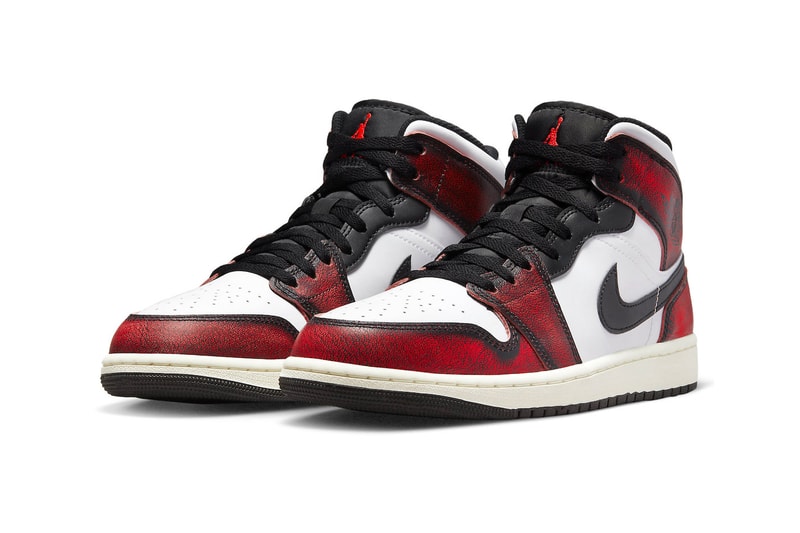 Air Jordan 1 Mid Wear-Away Official Look Release Info DV9565-006 Date Buy Price Black Infrared 23 White Sail