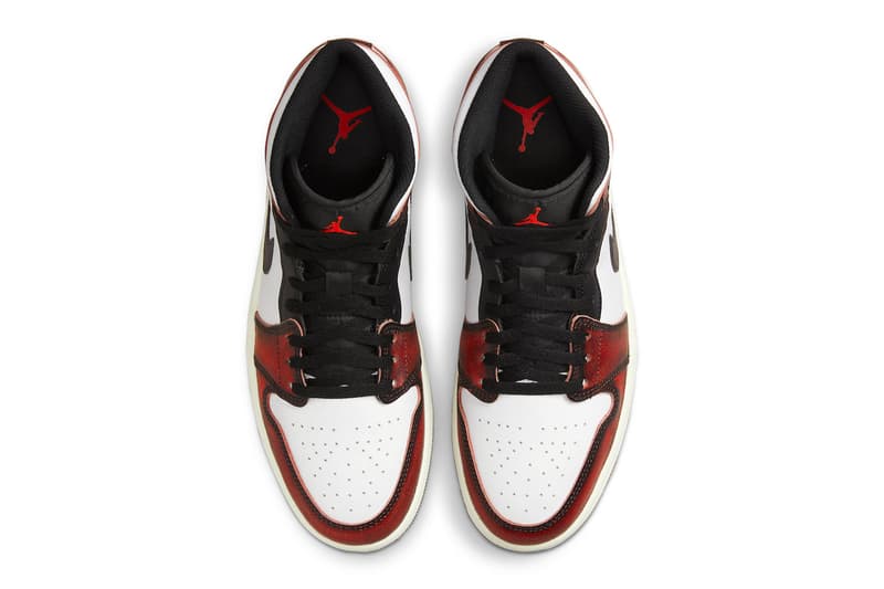 Air Jordan 1 Mid Wear-Away Official Look Release Info DV9565-006 Date Buy Price Black Infrared 23 White Sail