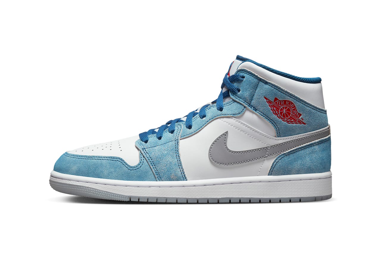 blue red and white jordan 1 mid