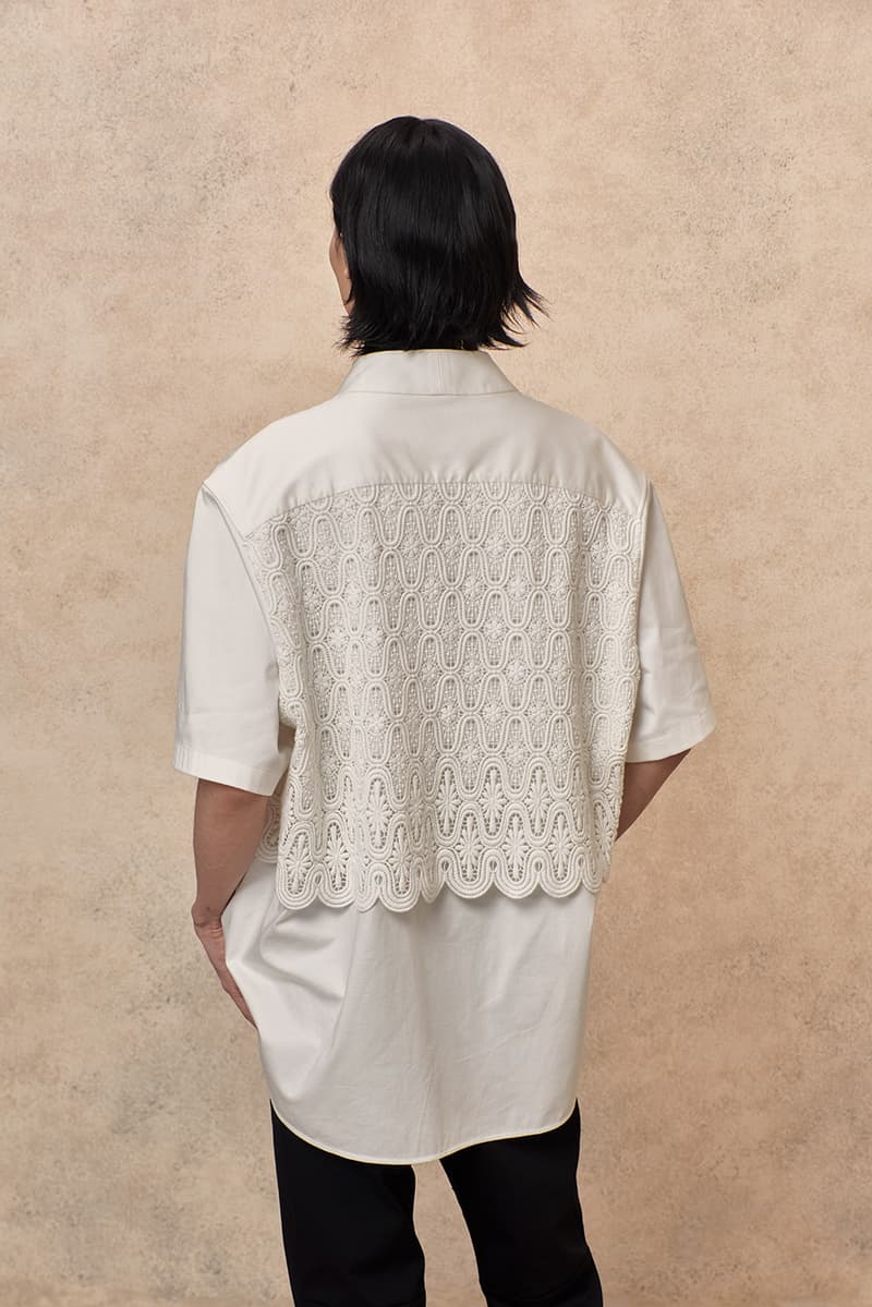 ANOWHEREMAN Embraces The Drifter Mentality for SS22 feminine neutral elegance embroidered webbing kimono suits flared pants silk jacquard release info date