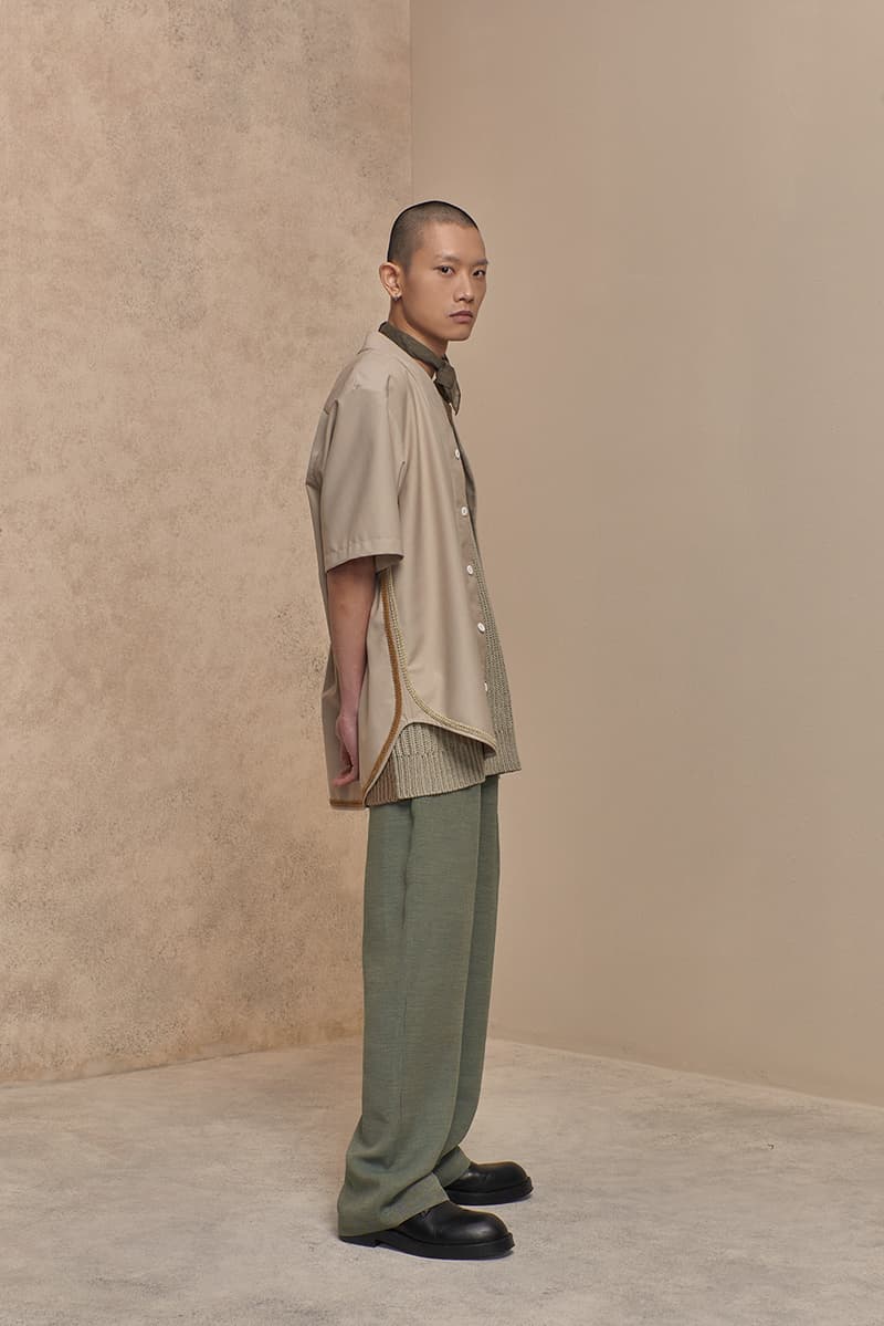 ANOWHEREMAN Embraces The Drifter Mentality for SS22 feminine neutral elegance embroidered webbing kimono suits flared pants silk jacquard release info date