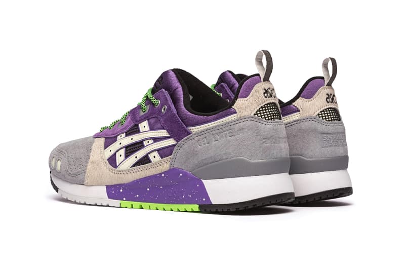 Atmos x Sneaker Freaker x ASICS GEL-LYTE III OG Alley Cats Collaboration Release Information Drop Date 1201A529-020 SHEET ROCK/GENTRY PURPLE