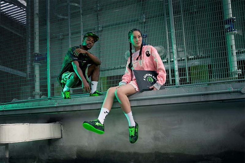 Razer japanese streetwear brand bape a gaming ape ss22 largest collection ever quartz apparel gear bape sta tees shark head kitty ears camo basketball shorts peripherals laptop sleeve blackwidow v3 release info date price