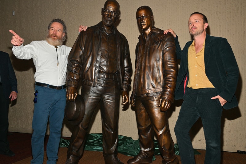 Breaking Bad walter white jesse pinkman bronze Statues Unveiled Albuquerque bryan cranston aaron paul 