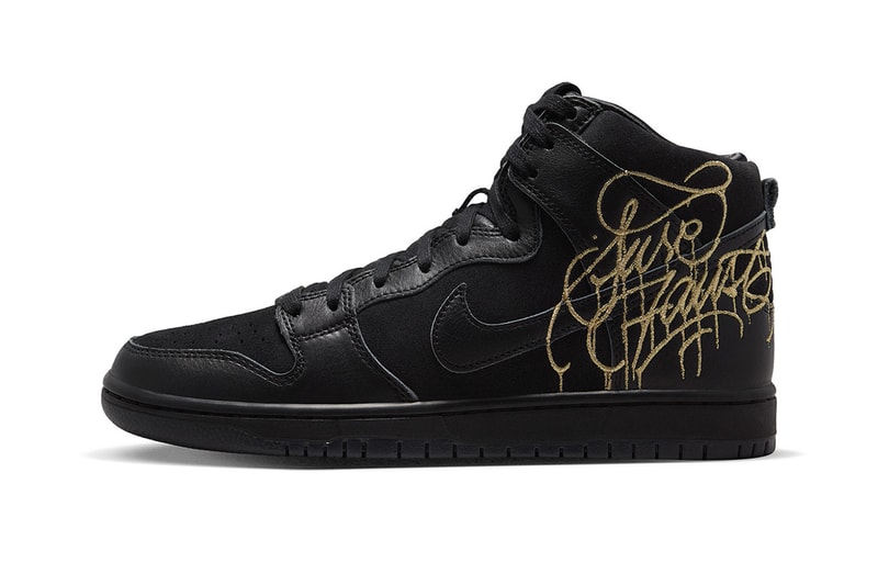 faust nike sb dunk high graffiti art black gold DH7755 001 release date info store buying guide photos price 