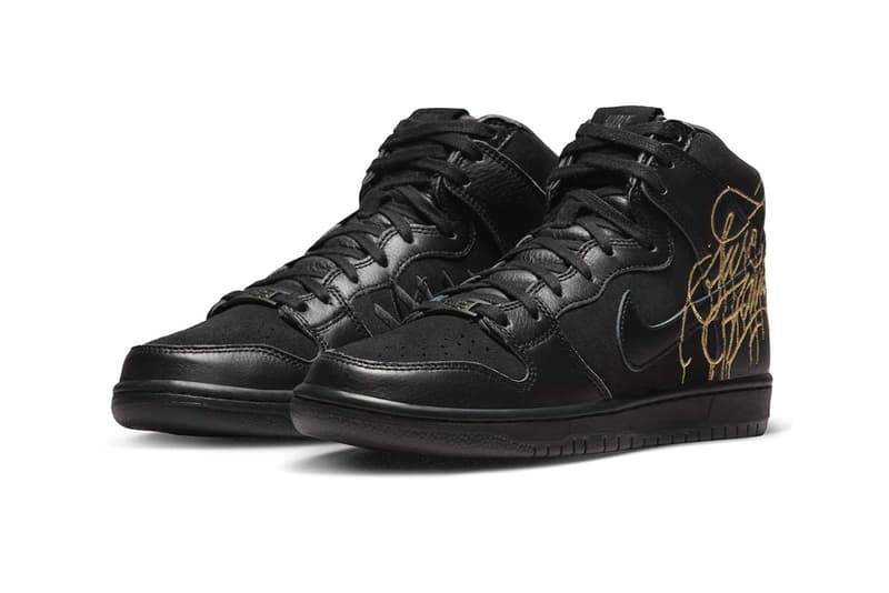 faust nike sb dunk high graffiti art black gold DH7755 001 release date info store buying guide photos price 