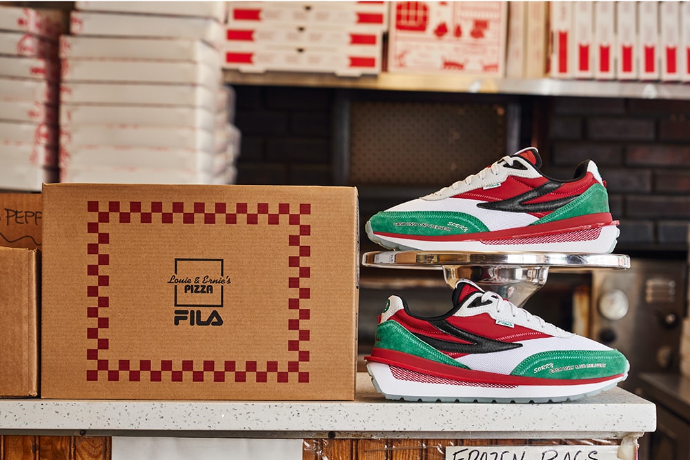 FILA Teams Up with Iconic NYC Pizzerias for Sneaker Collection white red green black grey 