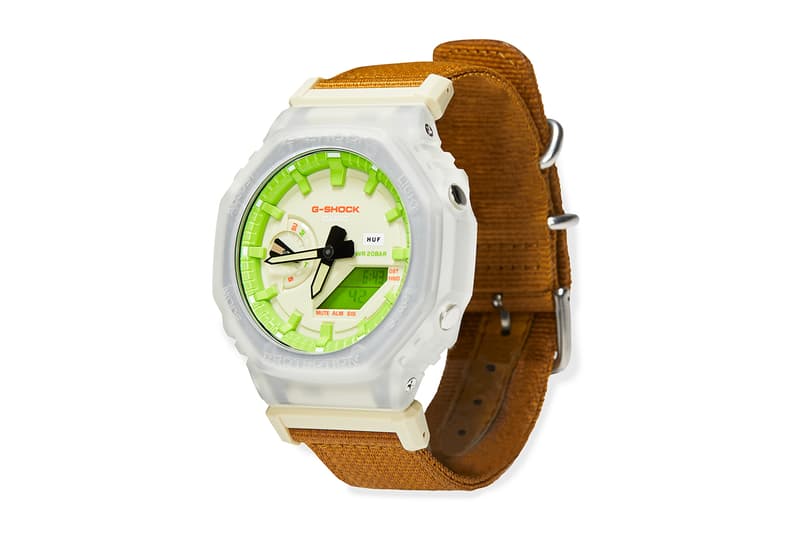 HUF Collaboration Introduces Cognac Fabric Strap And Neon Green Accents To GA2100.