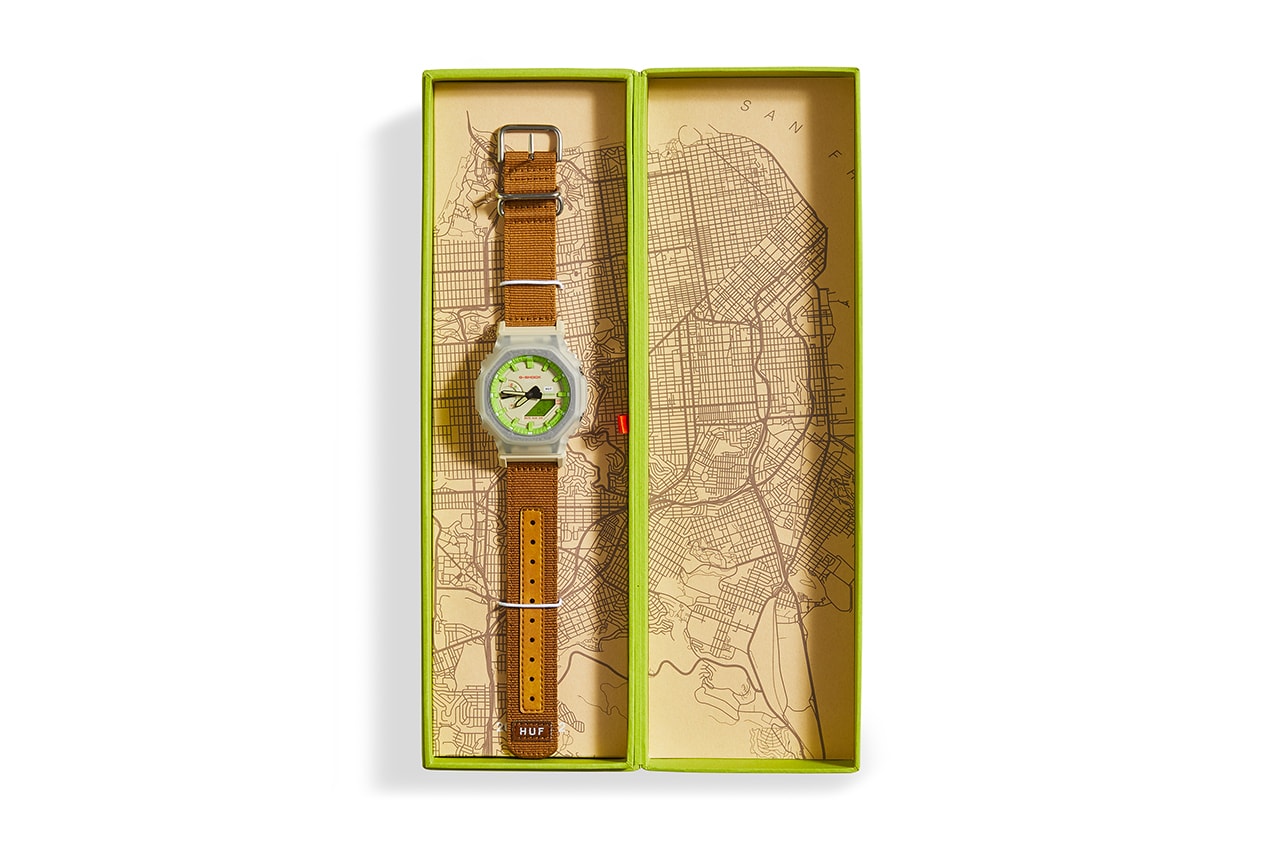 HUF Collaboration Introduces Cognac Fabric Strap And Neon Green Accents To GA2100.