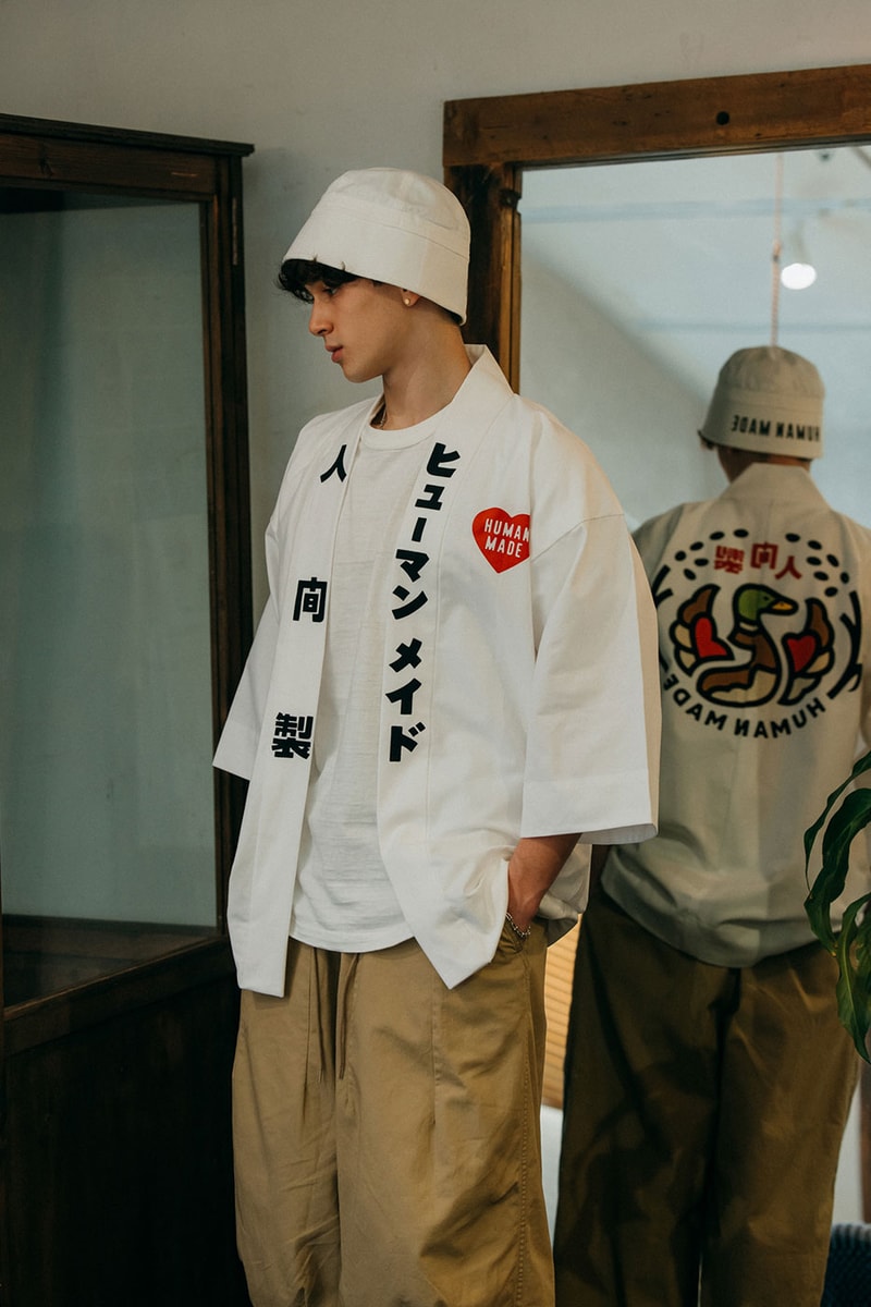 HUMAN MADE Ningen-Sei Capsule Collection HBX Release Info Buy Price Bamboo Fan Happi Coat Sake Cups Wind Chime Serving Dipping Plate Chopsticks Rest Paper Beanies Print Shirt Tiger Duck Japan Japanese Traditional Tradition Uchiwa Mamezara 