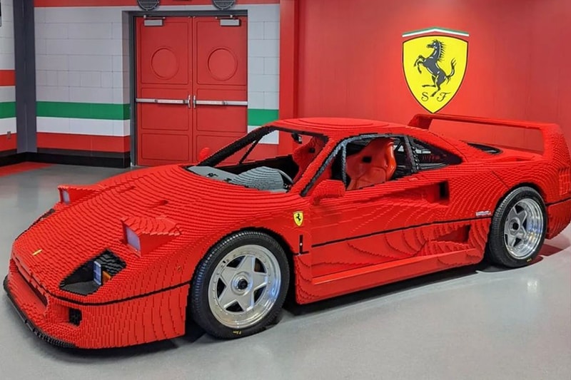 LEGO Ferrari f40 brick model 1 of 1 size legendary supercar toy version larry chen 3700 hours connected to real steering wheel  legoland campus california 