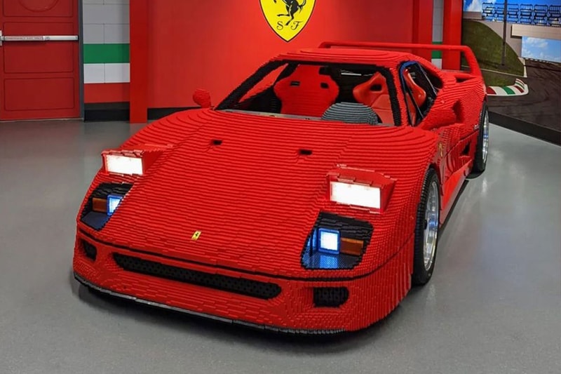 LEGO Ferrari f40 brick model 1 of 1 size legendary supercar toy version larry chen 3700 hours connected to real steering wheel  legoland campus california 