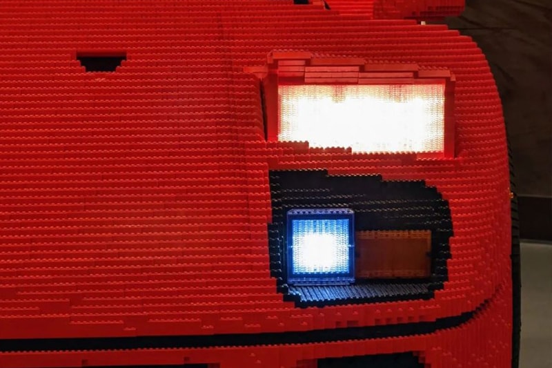 LEGO Ferrari f40 brick model 1 of 1 size legendary supercar toy version larry chen 3700 hours connected to real steering wheel  legoland campus california 