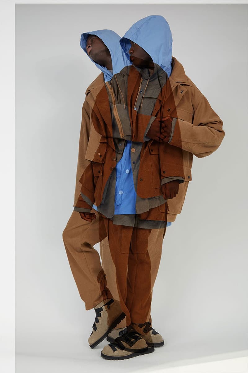 Meanswhile Fall winter 2022 collection tech tweed jacket m65 beaufort flight polartec dyneema overwrap sandas vibram footwear lookbook japan naohiro fujisaki release info date price 