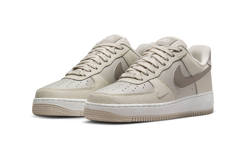 Nike Air Force 1 Lineup Expands With New "Fossil" Colorway release info FB8483-100 swoosh tumbled leather sneakers shoes