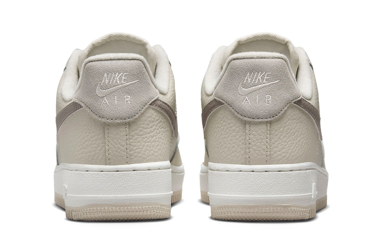 Nike Air Force 1 Lineup Expands With New "Fossil" Colorway release info FB8483-100 swoosh tumbled leather sneakers shoes