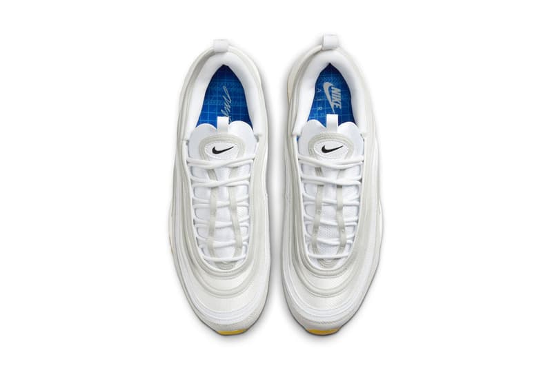 Nike Air Max 97 Marion Frank Rudy Celebrates the Creator of Nike Air cushioning tech unit full length nasa engineer white leather mesh california blueprint release info date price