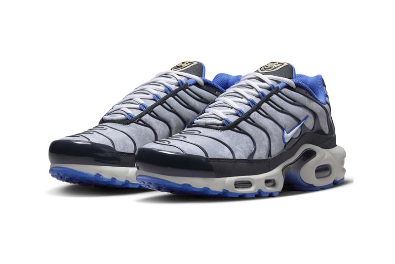 Nike Air Max Plus Social FC DQ3981-001 release info date price cloudy grey black gloss soccer motif summer 2022 blue