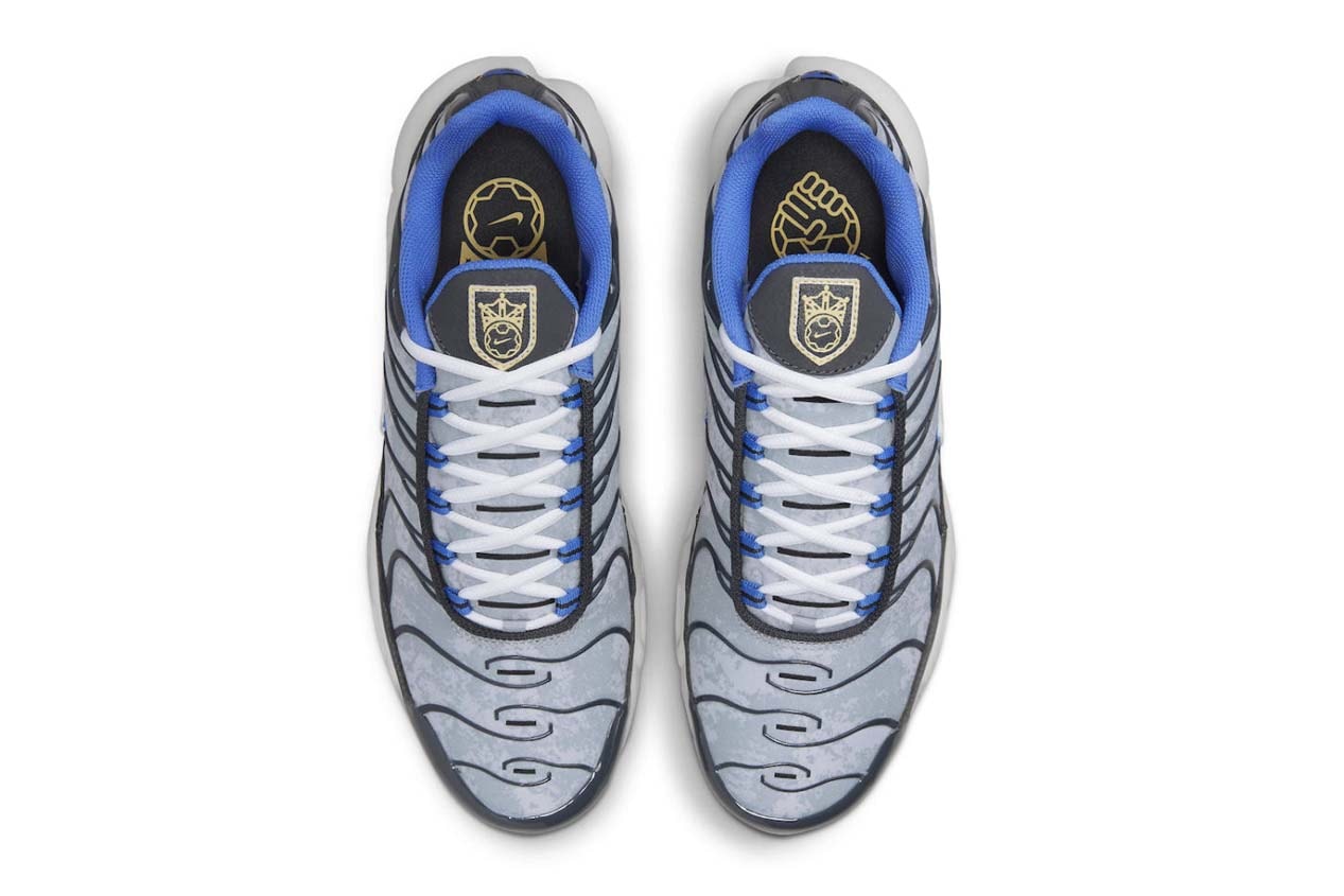 Nike Air Max Plus Social FC DQ3981-001 release info date price cloudy grey black gloss soccer motif summer 2022 blue