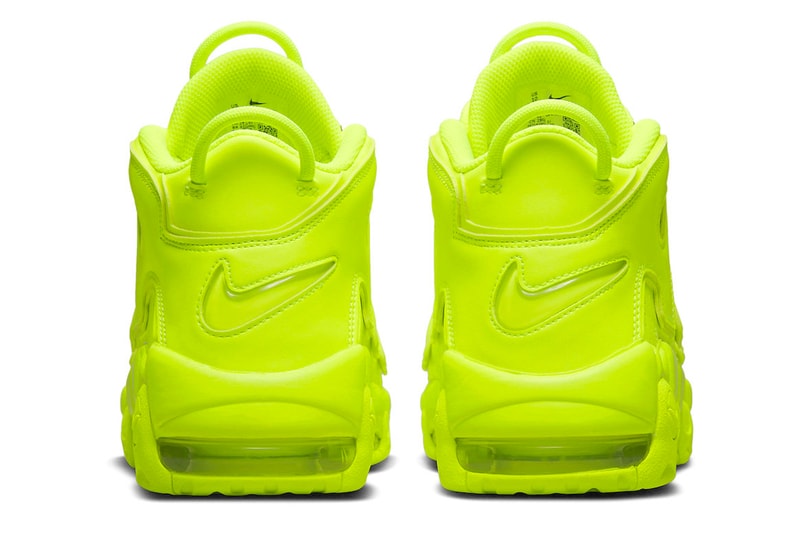 Nike Air More Uptempo 96 "Volt" Has an Official Release Date sneakers high top leather perforated neon yellow cushioning 