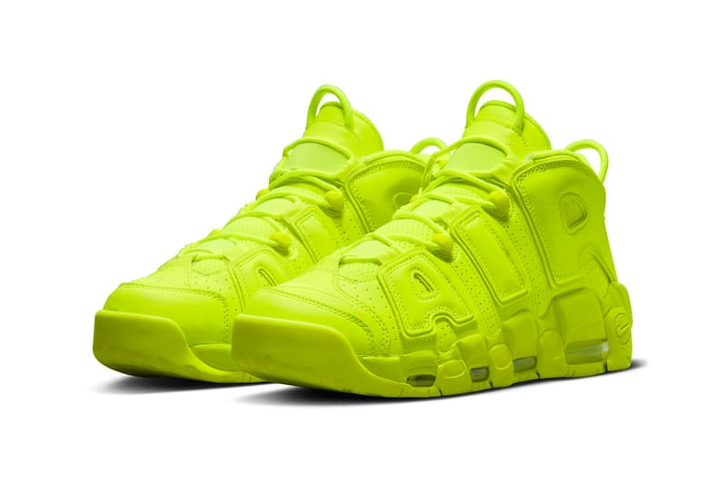Nike Air More Uptempo 96 "Volt" Has an Official Release Date sneakers high top leather perforated neon yellow cushioning 