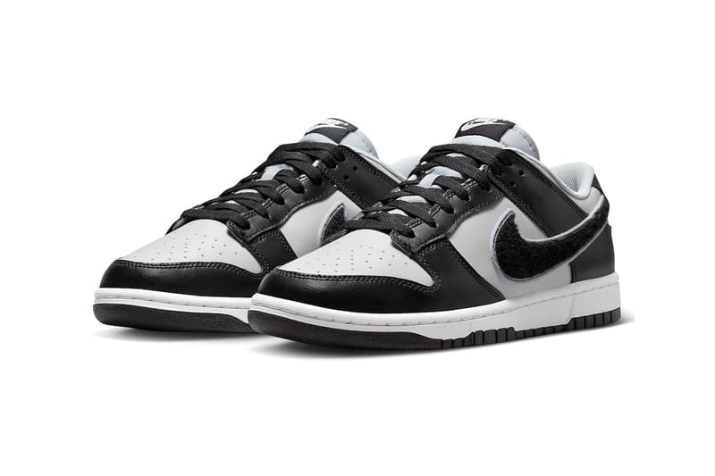 Nike Dunk Low Black Gray Chenille Swoosh DQ7683-001 photos Info