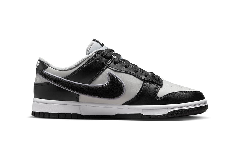 Nike Dunk Low Black Gray Chenille Swoosh DQ7683-001 photos Info