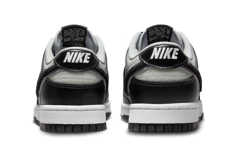 Nike Dunk Low Black Gray Chenille Swoosh DQ7683-001 photos Info