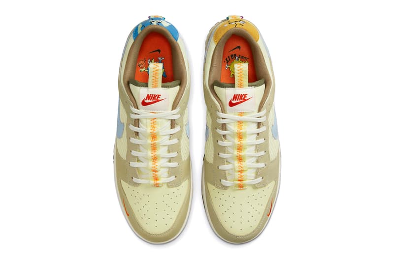 Nike Presents Its New Dunk Low With Cartoon Details Grind Rubber Sole Beige Soles Blue Swoosh