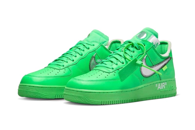 neon green off white nike shoes