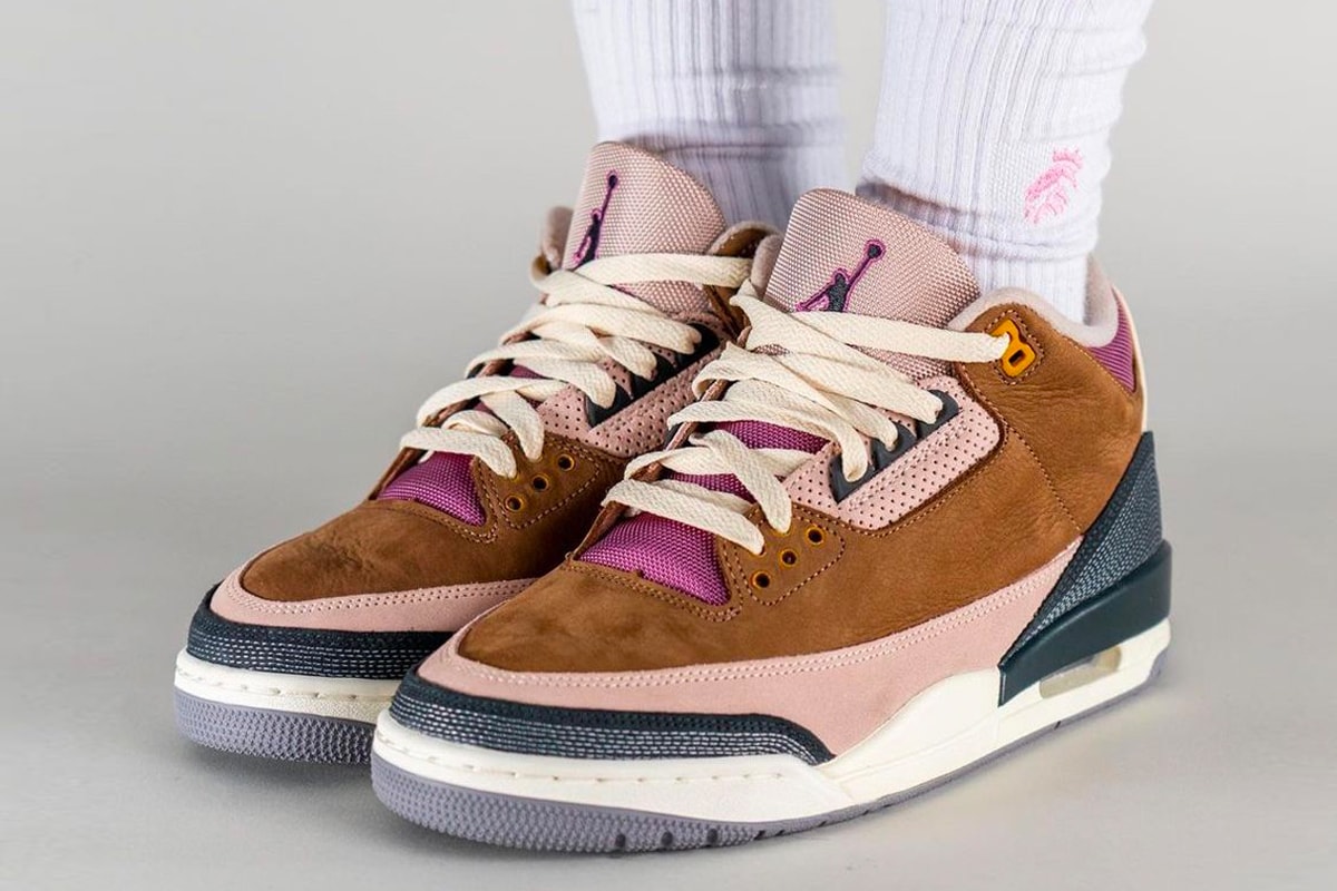 On-Feet Look at the Air Jordan 3 Winterized "Archaeo Brown" DR8869-200 smoe grey fossil stone light bordeaux cement grey