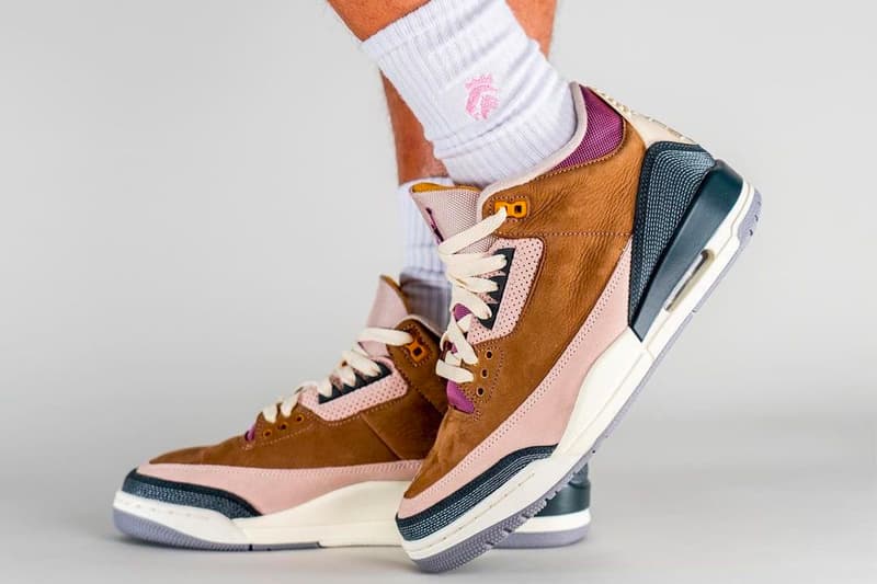 On-Feet Look at the Air Jordan 3 Winterized "Archaeo Brown" DR8869-200 smoe grey fossil stone light bordeaux cement grey