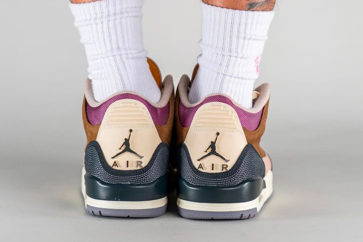 On-Feet Look at the Air Jordan 3 Winterized "Archaeo Brown" DR8869-200 smoe grey fossil stone light bordeaux cement grey