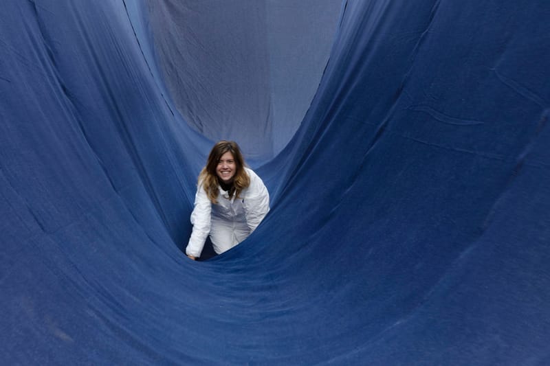 Paola Pivi Invites You to Tumble Across an Immersive Denim Tunnel