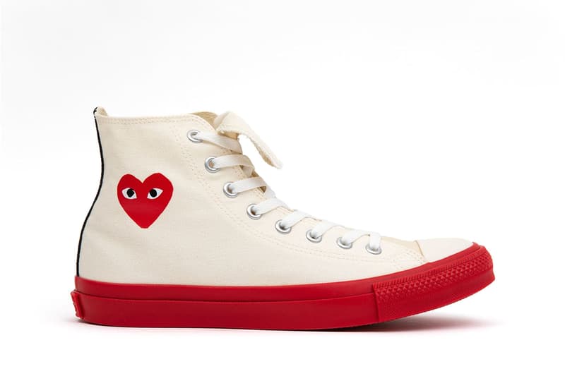 Play Comme des Garcons Converse red black white heart long tongue 