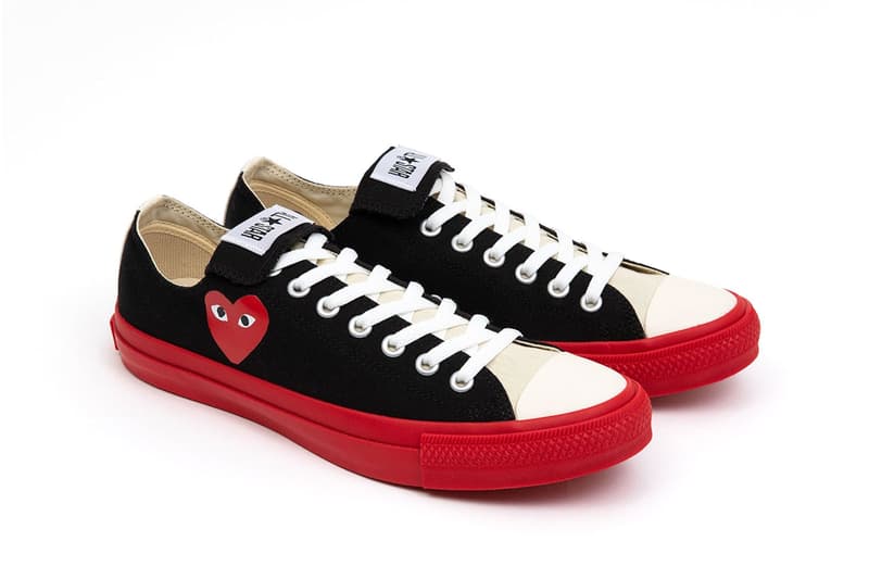 Play Comme des Garcons Converse red black white heart long tongue 