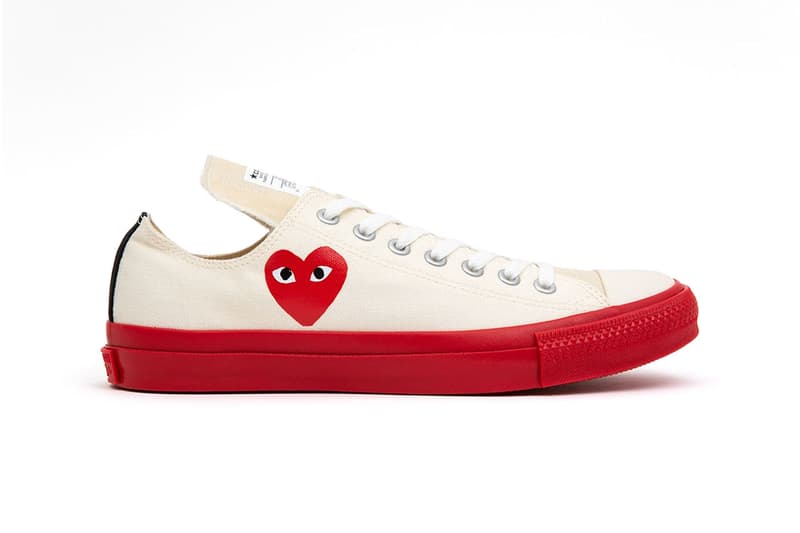 Play Comme des Garcons Converse red black white heart long tongue 