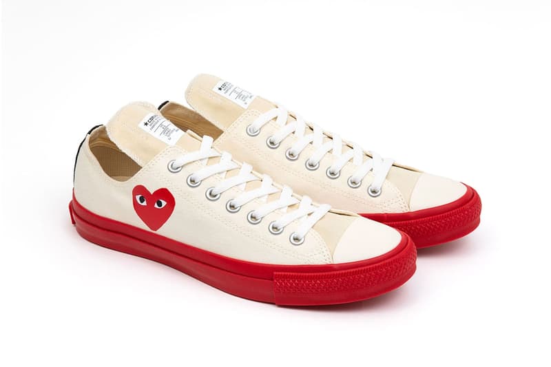 Play Comme des Garcons Converse red black white heart long tongue 