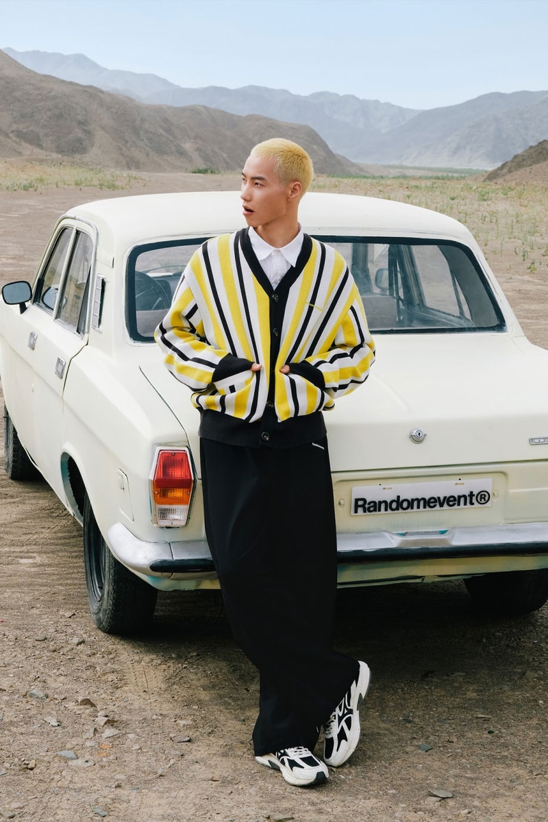 Randomevent fall winter 2022 go oasis comfort relaxation retro styles outdoors puffer denim pixel panel cardigan apparel jacket tee fleece blue white release info date price