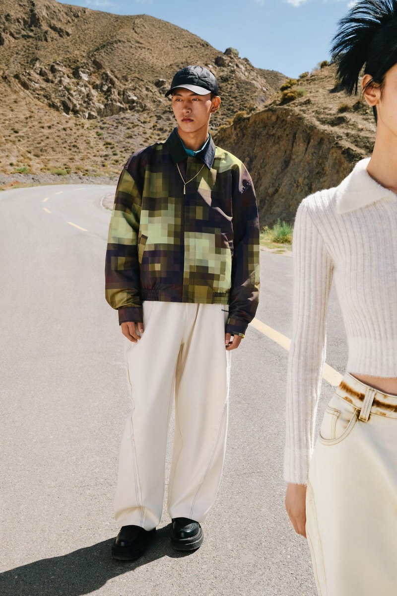Randomevent fall winter 2022 go oasis comfort relaxation retro styles outdoors puffer denim pixel panel cardigan apparel jacket tee fleece blue white release info date price